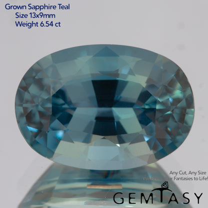Cut stone - Sapphire Steel Blue Montana Czochralski (Pulled) lab grown, facet Oval 13x9mm 6.12-7.15ct
