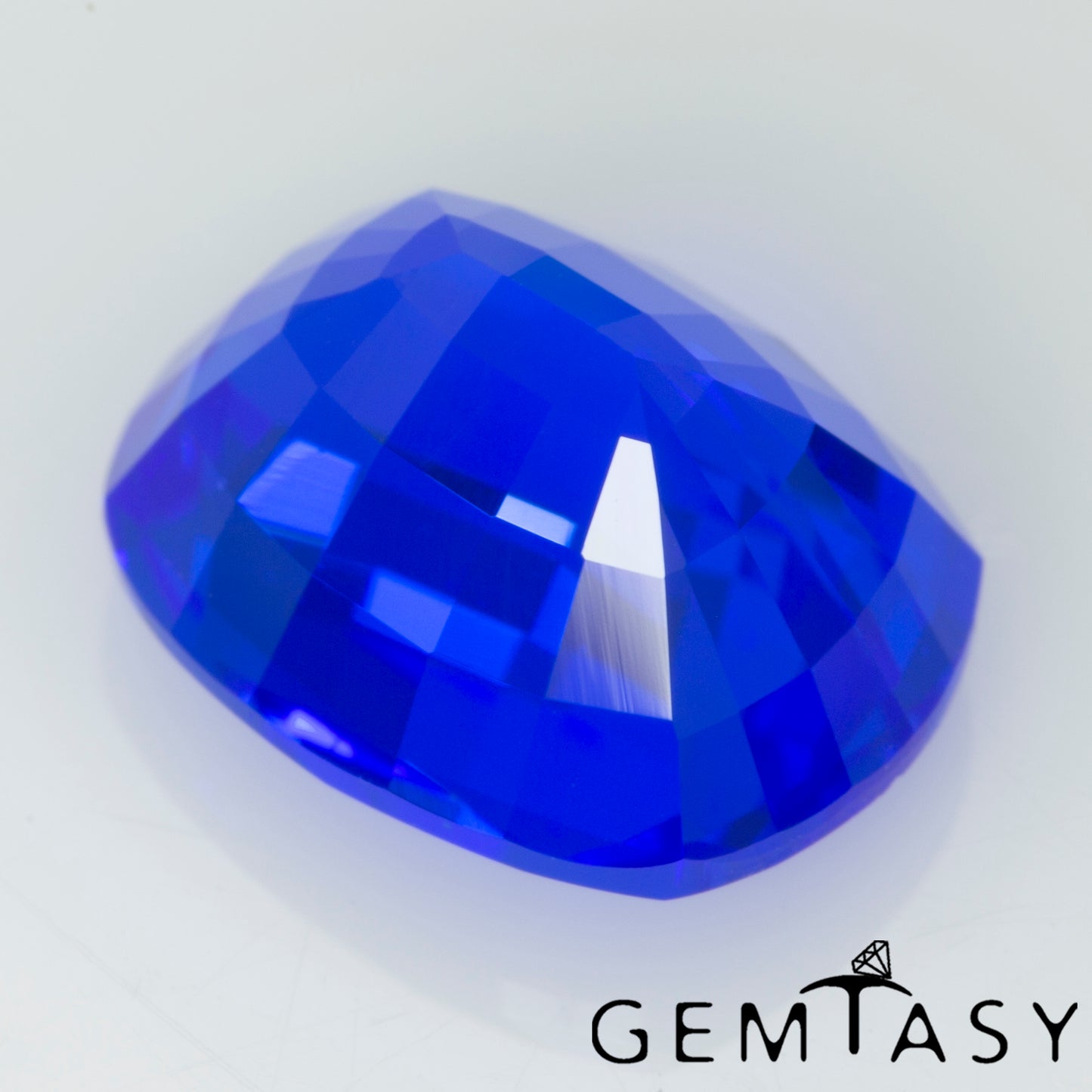 Cut stone - Cobalt Spinel Blue Czochralski (Pulled) lab grown, facet Cushion 10x8mm 3.71-4.00ct