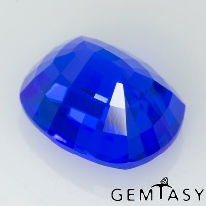 Cut stone - Cobalt Spinel Blue Czochralski (Pulled) lab grown, facet Cushion 10x8mm 3.71-4.00ct