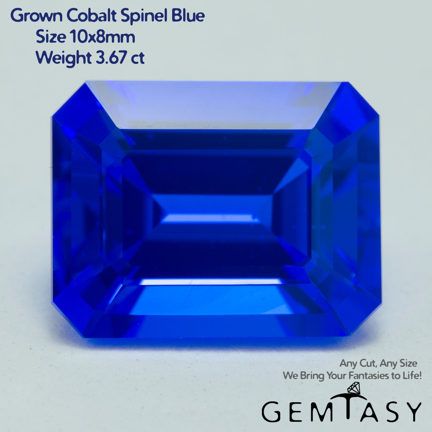 Cut stone - Cobalt Spinel Blue Czochralski (Pulled) lab grown, facet Octagon 10x8mm 3.67ct