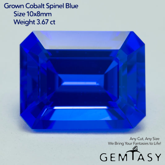 Pierre taillée - Spinelle Bleu Czochralski (Tiré) cultivé en laboratoire, facette Octogone 10x8mm 3,67ct