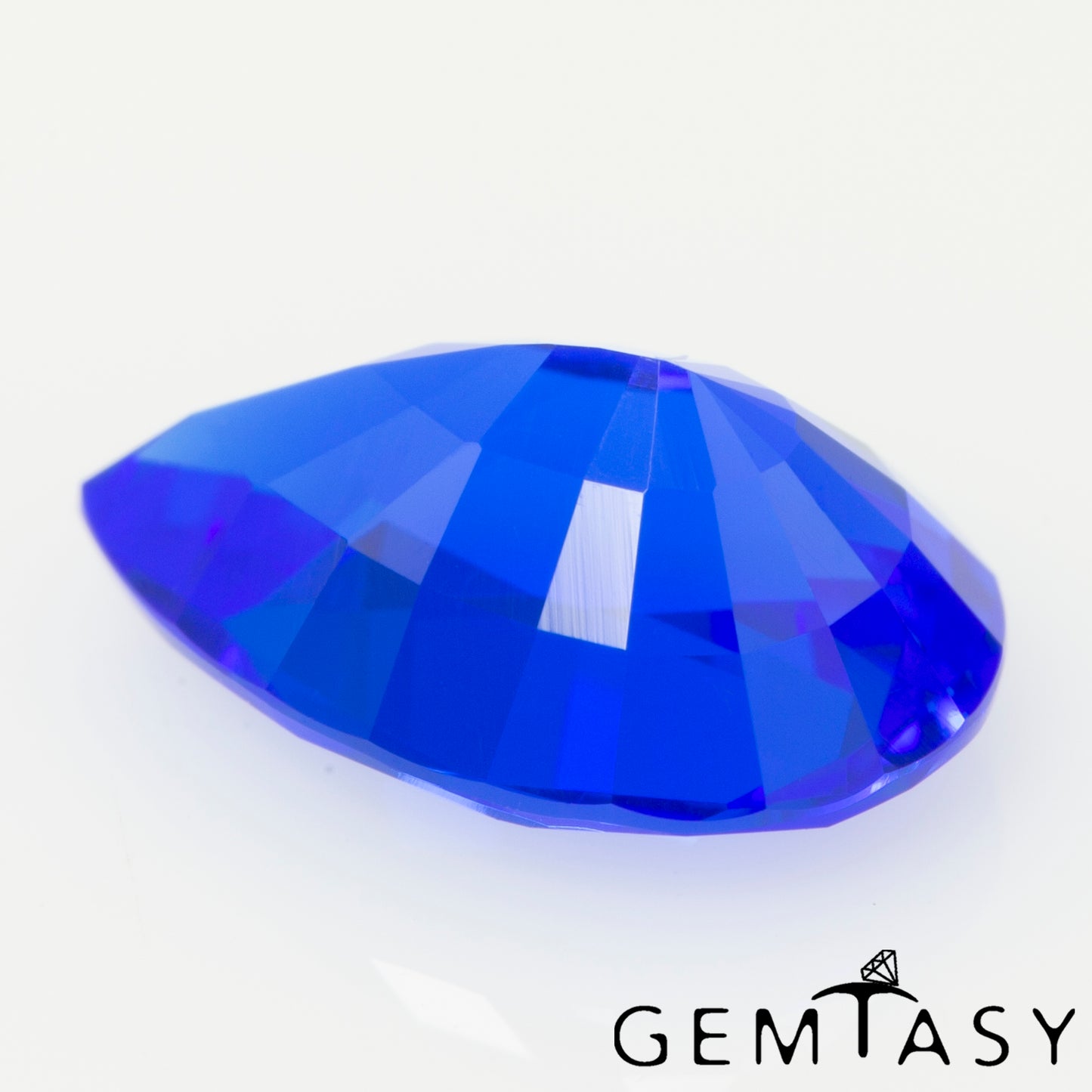 Cut stone - Cobalt Spinel Blue Czochralski (Pulled) lab grown, facet Pear 9x6mm 1.47-1.72ct