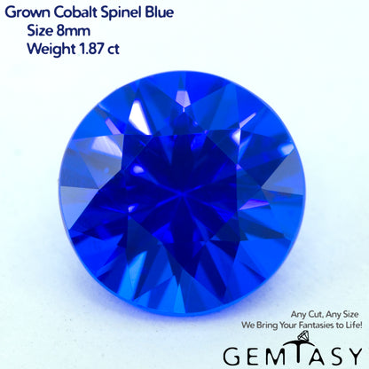 Cut stone - Cobalt Spinel Blue Czochralski (Pulled) lab grown, facet Round 8mm 1.87ct