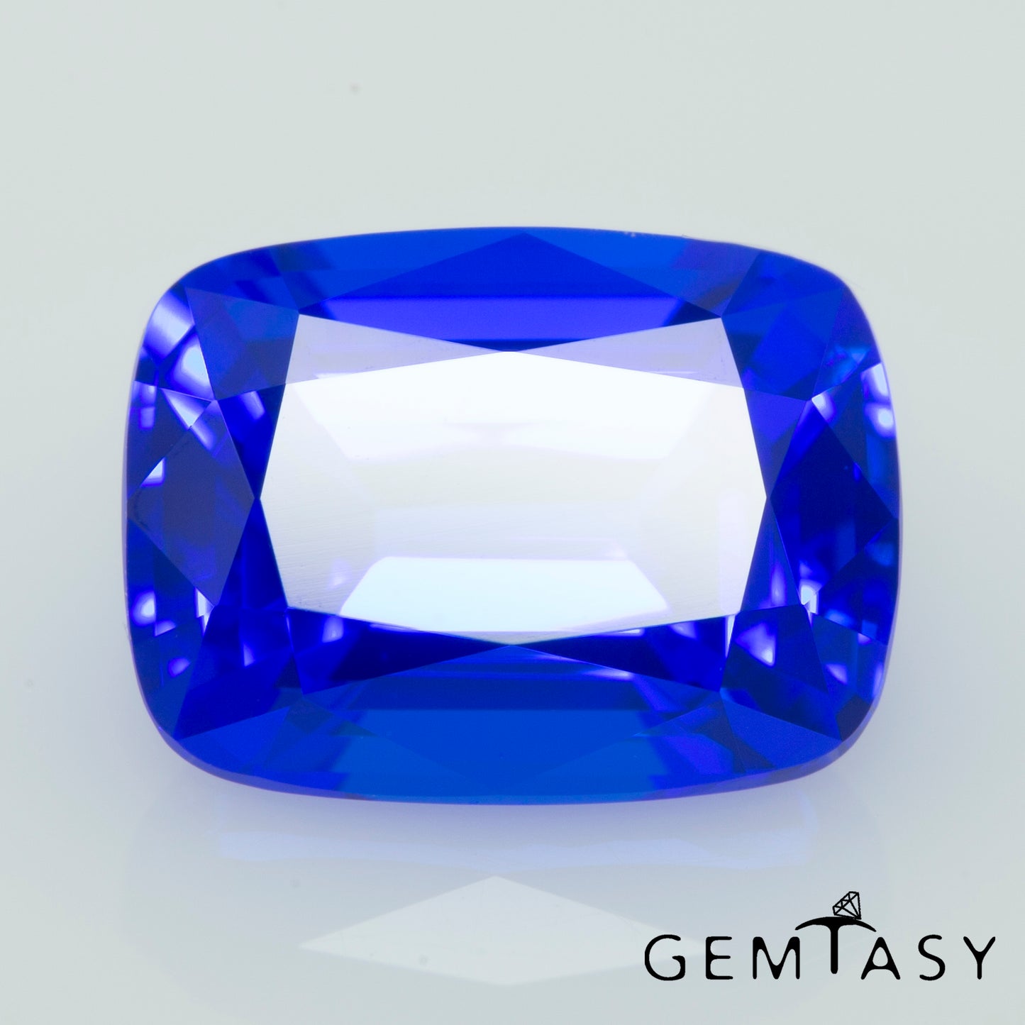 Cut stone - Cobalt Spinel Blue Czochralski (Pulled) lab grown, facet Cushion 8x6mm 1.97ct