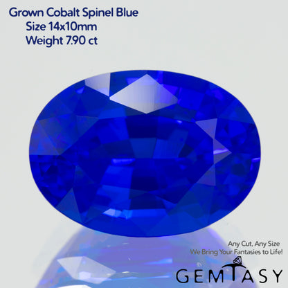 Cut stone - Cobalt Spinel Blue Czochralski (Pulled) lab grown, facet Oval 14x10mm 7.90ct