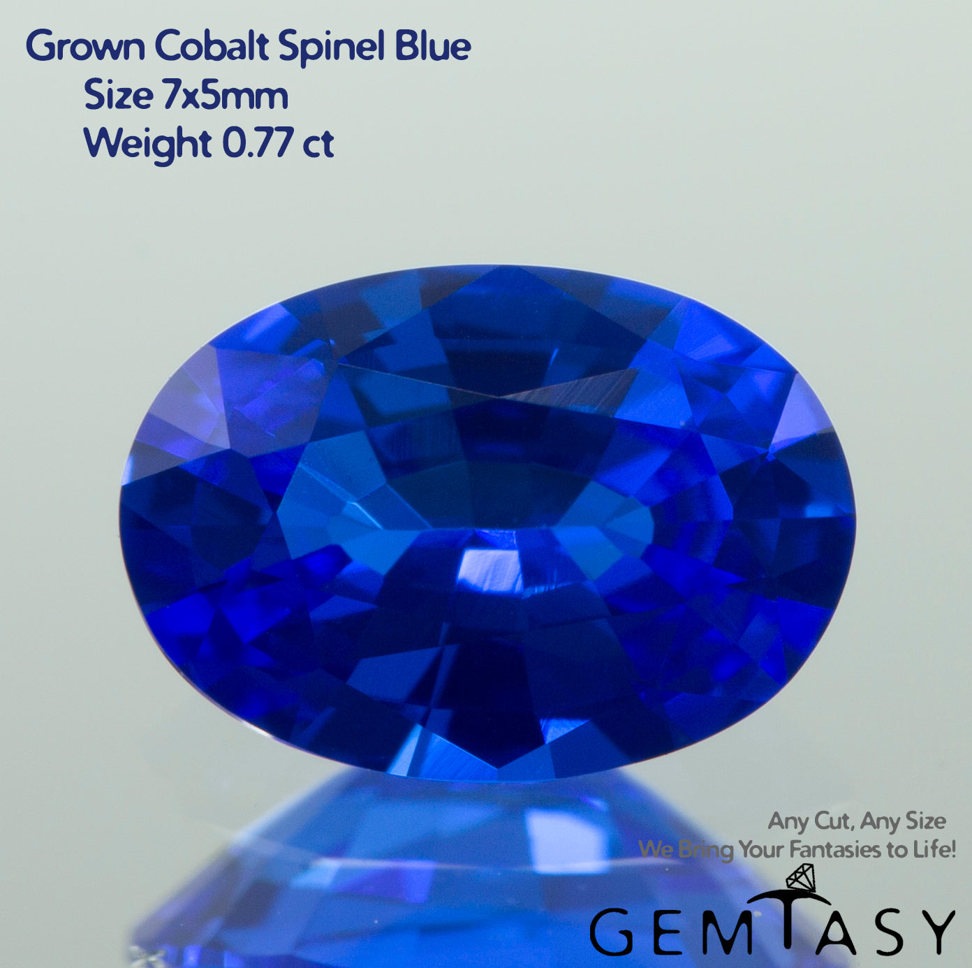 Cut stone - Cobalt Spinel Blue Czochralski (Pulled) lab grown, facet Oval 7x5mm 0.7-1.0ct