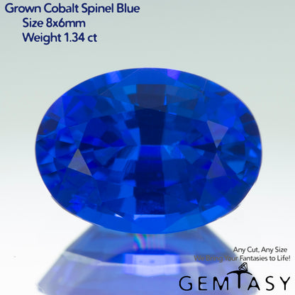 Cut stone - Cobalt Spinel Blue Czochralski (Pulled) lab grown, facet Oval 8x6mm 1.31-1.45ct