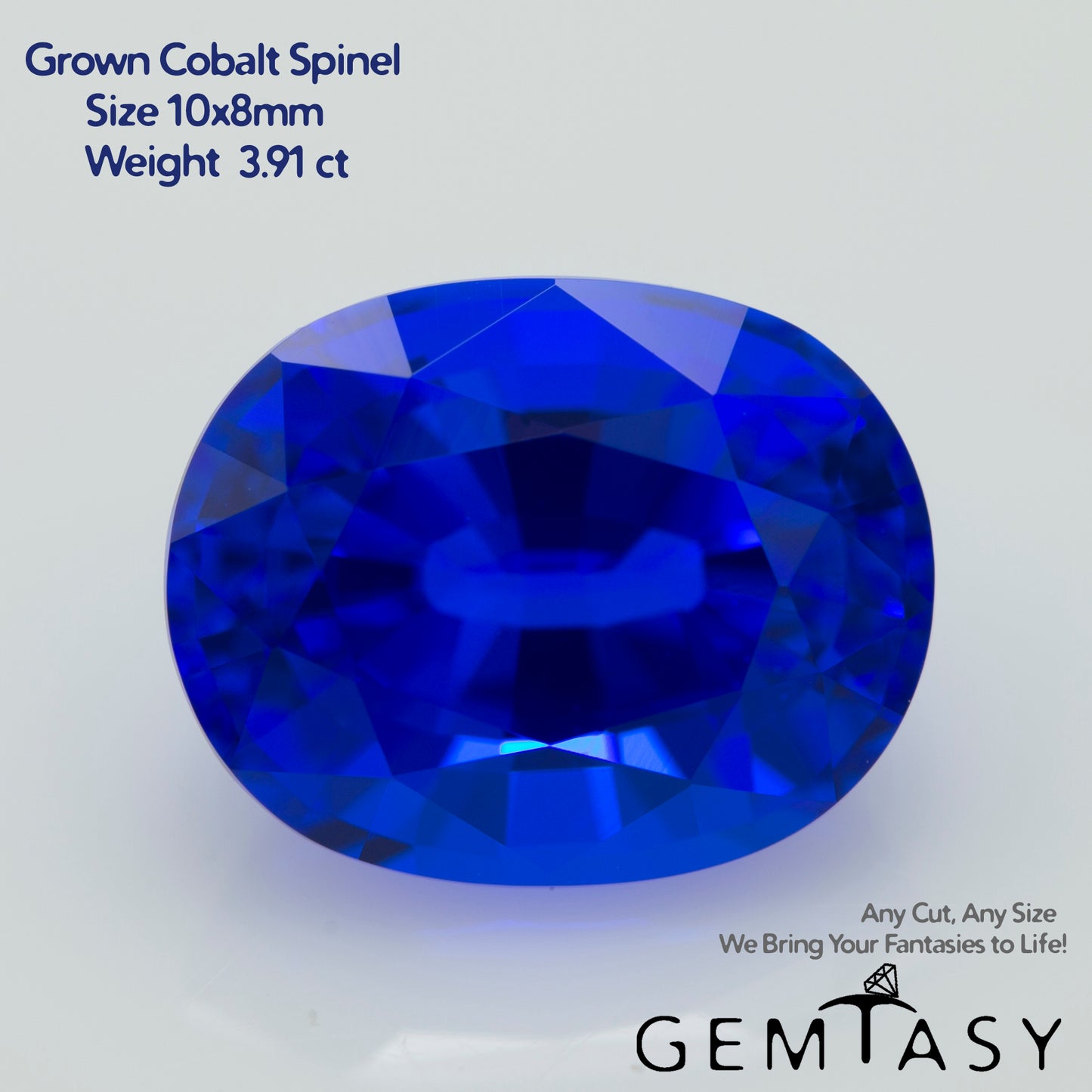 Piedra tallada - Espinel Azul Czochralski (Extraído) cultivado en laboratorio, facetado Oval 10x8mm 3,91ct