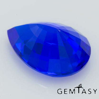 Cut stone - Cobalt Spinel Blue Czochralski (Pulled) lab grown, facet Pear 14x10mm 6.68ct