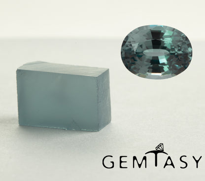 Rough stone for faceting - Sapphire Teal / Steel Blue Czochralski (Pulled) lab grown 13.9-16.5ct