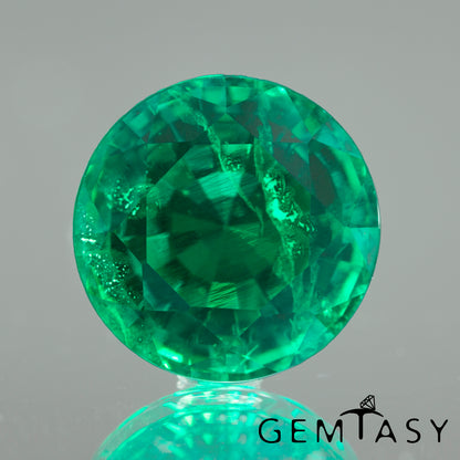 Cut stone - Emerald Colombian hydrothermal lab grown, facet Round 10mm 4.0ct