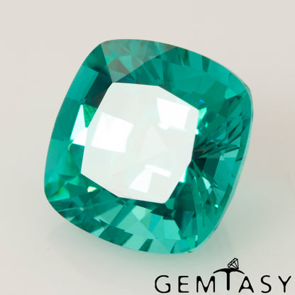 Pierre taillée - Paraiba YAG Czochralski (Tiré) cultivé en laboratoire, facette Coussin 11x11mm 8,44-9,38 ct