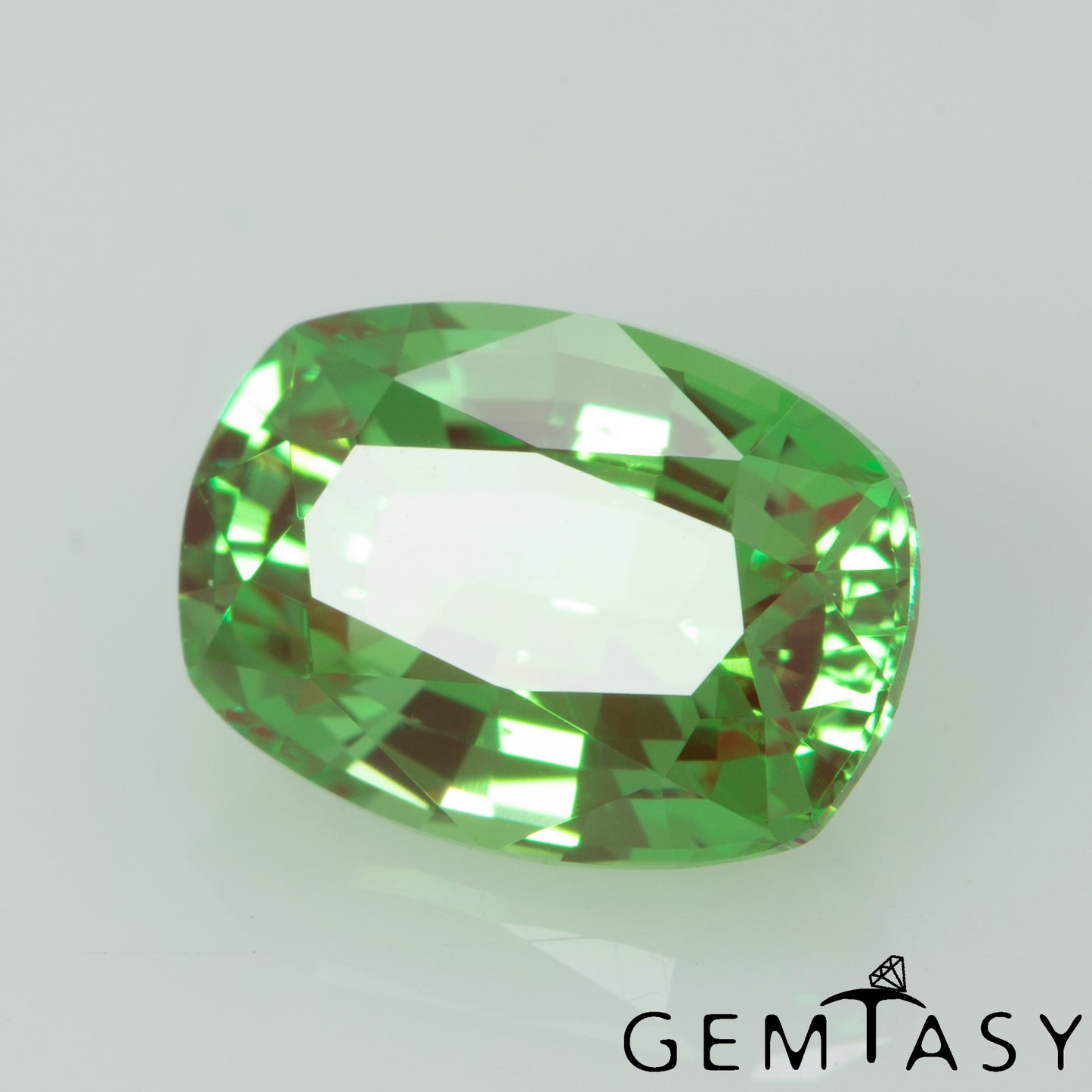 Cut stone - YAG Green-Red Czochralski (Pulled) lab grown, facet Cushion 7x5mm 1.18-1.39ct