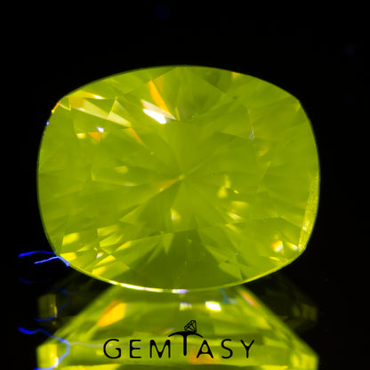 Cut stone - YAG Yellow neon Czochralski (Pulled) lab grown, facet Cushion 10x8mm 4.22ct