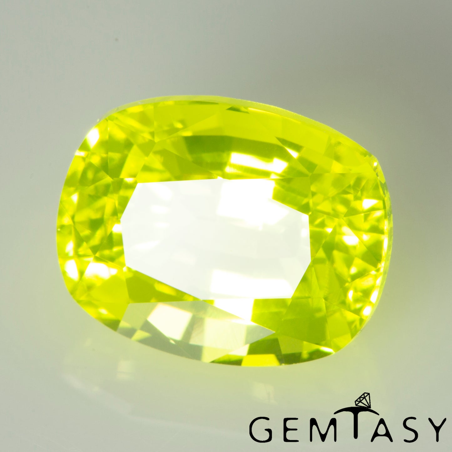 Cut stone - YAG Yellow neon Czochralski (Pulled) lab grown, facet Cushion 10x8mm 4.71-5.28ct