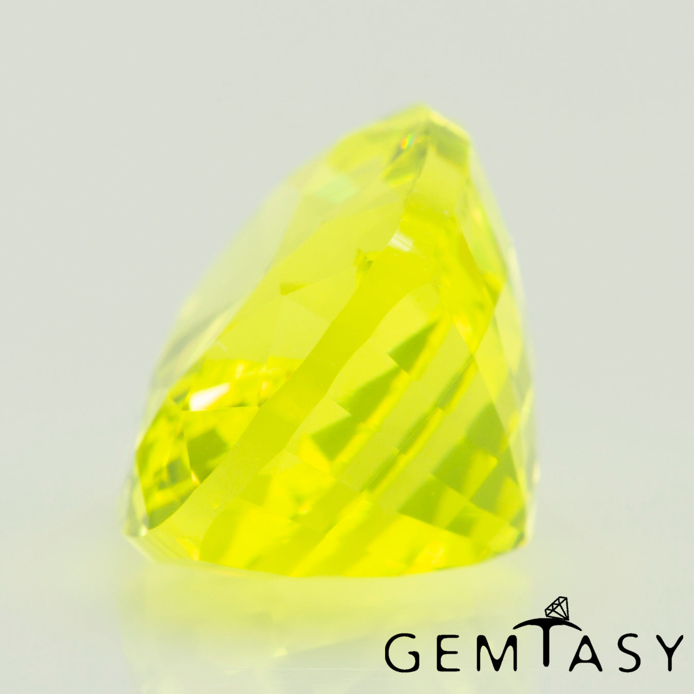 Cut stone - YAG Yellow neon Czochralski (Pulled) lab grown, facet Cushion 10x8mm 4.71-5.28ct