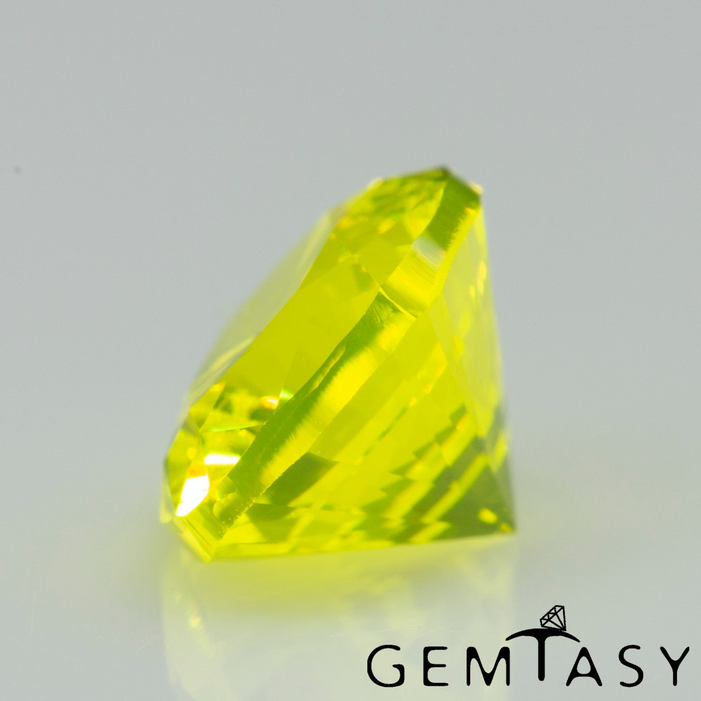 Cut stone - YAG Yellow neon Czochralski (Pulled) lab grown, facet Cushion 10x8mm 4.22ct