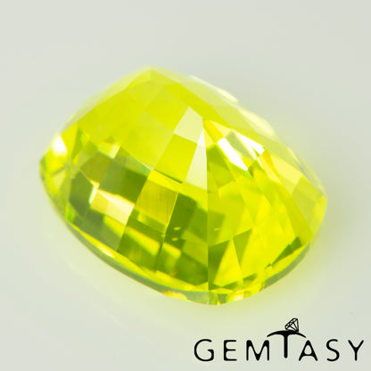 Cut stone - YAG Yellow neon Czochralski (Pulled) lab grown, facet Cushion 10x8mm 4.71-5.28ct