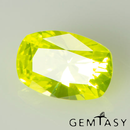 Cut stone - YAG Yellow neon Czochralski (Pulled) lab grown, facet Cushion 6x4mm 0.48-0.64ct