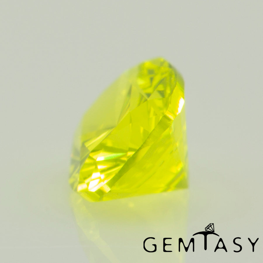 Cut stone - YAG Yellow neon Czochralski (Pulled) lab grown, facet Cushion 6x4mm 0.48-0.64ct