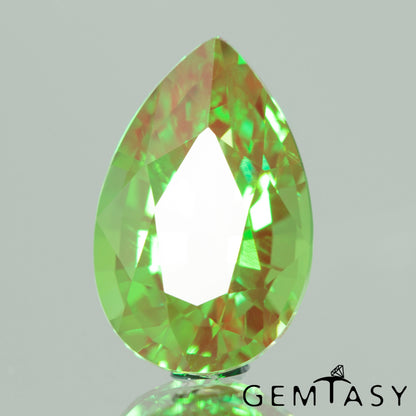 Cut stone - YAG Green-Red Czochralski (Pulled) lab grown, facet Pear 12x8mm 3.94-4.48ct