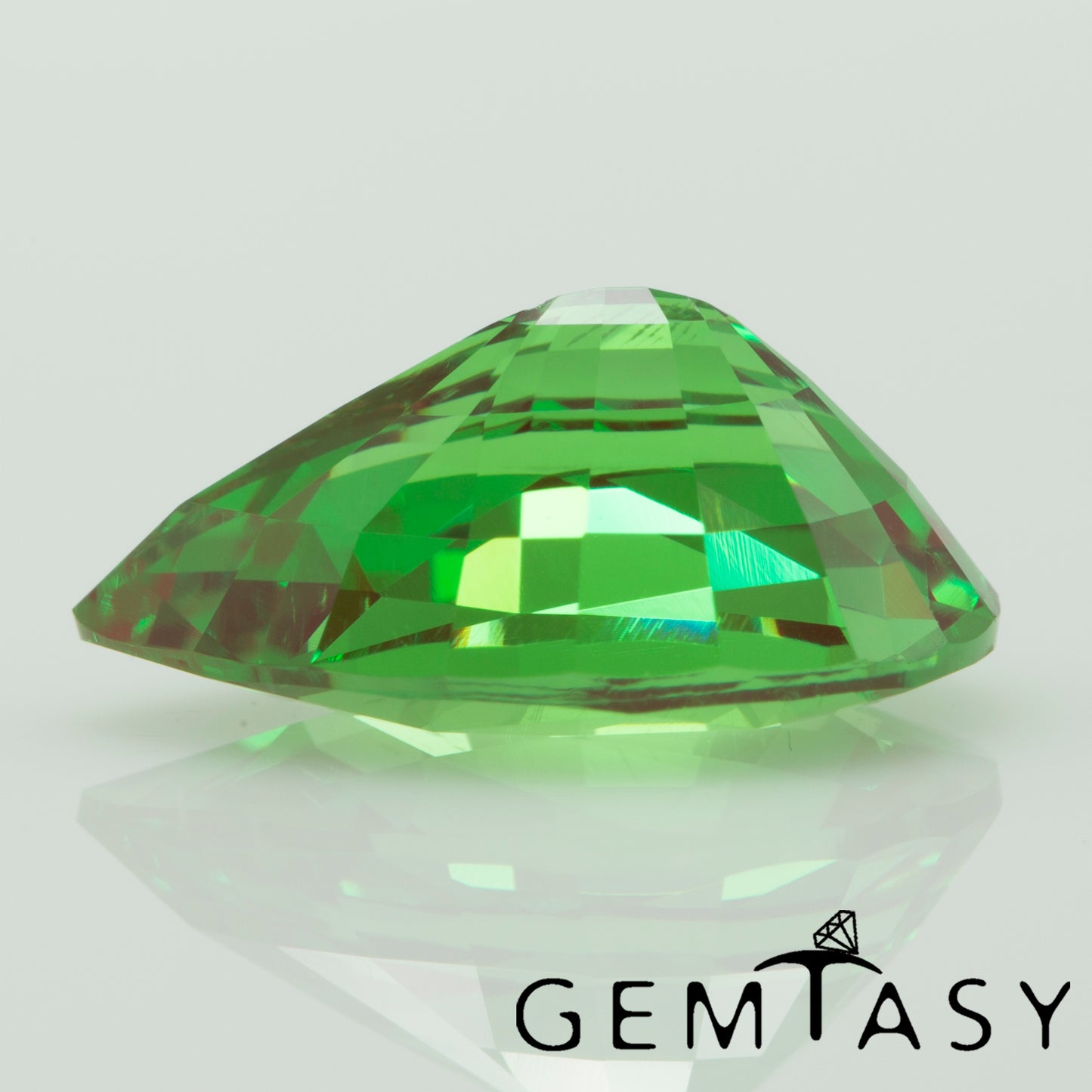 Cut stone - YAG Green-Red Czochralski (Pulled) lab grown, facet Pear 12x8mm 3.94-4.48ct