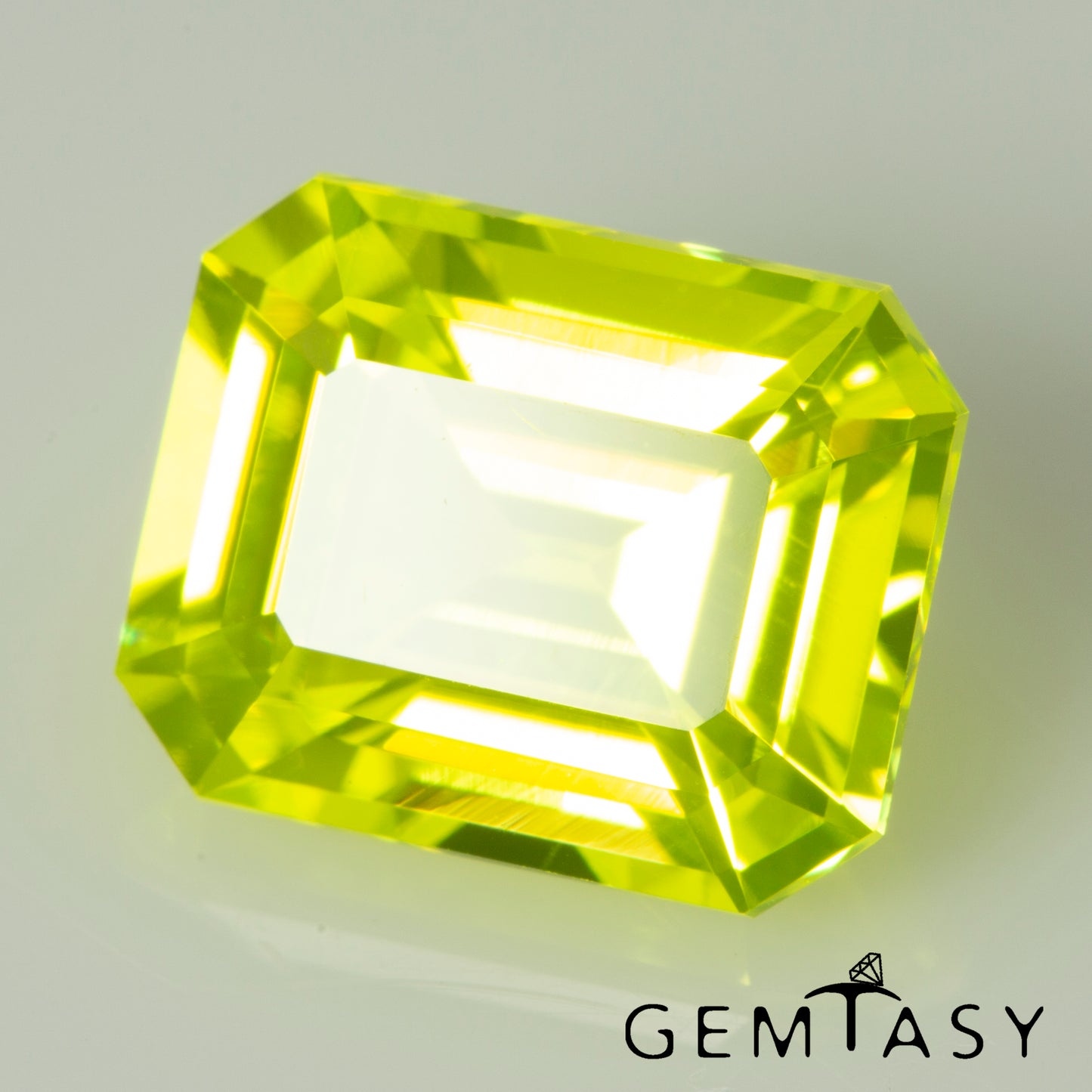 Cut stone - YAG Yellow neon Czochralski (Pulled) lab grown, facet Octagon 10x8mm 4.92-5.41ct