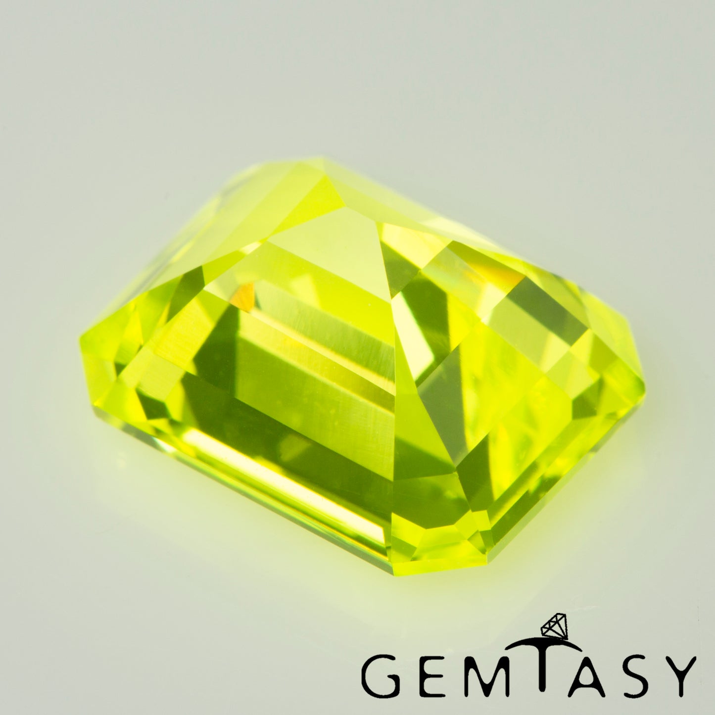 Cut stone - YAG Yellow neon Czochralski (Pulled) lab grown, facet Octagon 10x8mm 4.92-5.41ct