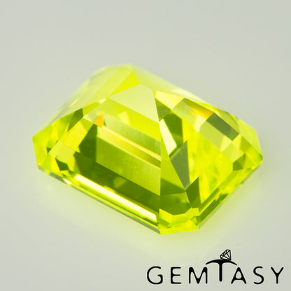 Cut stone - YAG Yellow neon Czochralski (Pulled) lab grown, facet Octagon 10x8mm 4.92-5.41ct