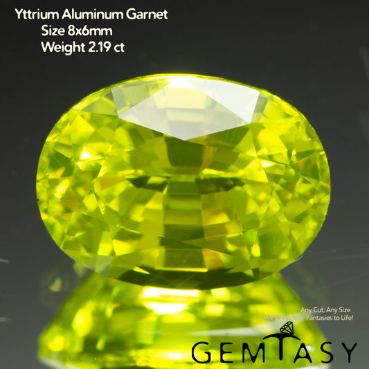 Cut stone - YAG Yellow neon Czochralski (Pulled) lab grown, facet Oval 8x6mm 1.81-2.19ct