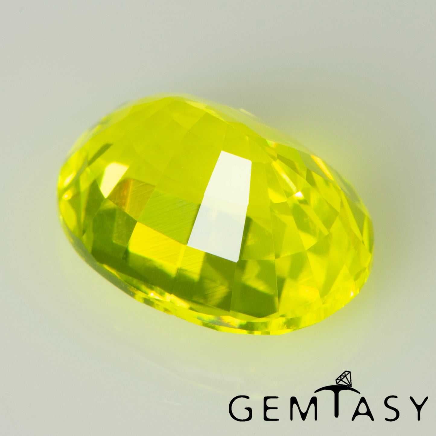 Cut stone - YAG Yellow neon Czochralski (Pulled) lab grown, facet Oval 8x6mm 1.81-2.19ct