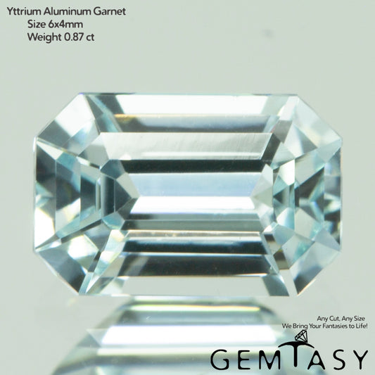 Pierre taillée - Aigue-marine YAG Czochralski (Tiré) cultivé en laboratoire, facette Octogone 6x4mm 0,74-0,96 ct