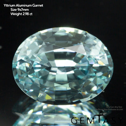Cut stone - Paraiba YAG Czochralski (Pulled) lab grown, facet Oval 9x7mm 2.89-3.15ct