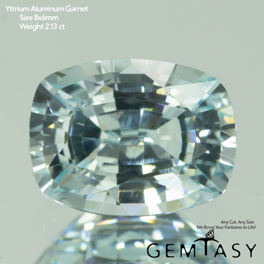 Cut stone - Paraiba YAG Czochralski (Pulled) lab grown, facet Cushion 8x6mm 2.13-2.51ct