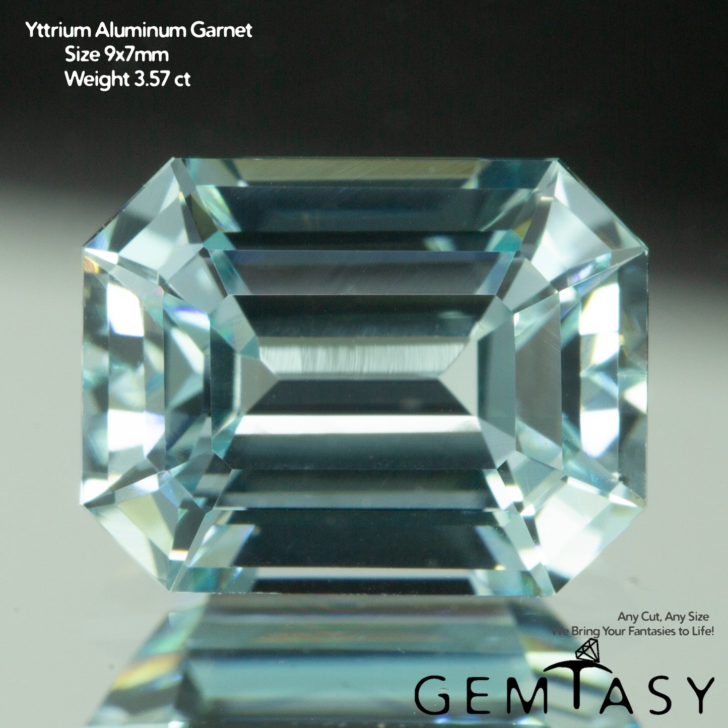 Cut stone - Paraiba YAG Czochralski (Pulled) lab grown, facet Octagon 9x7mm 3.55-3.91ct