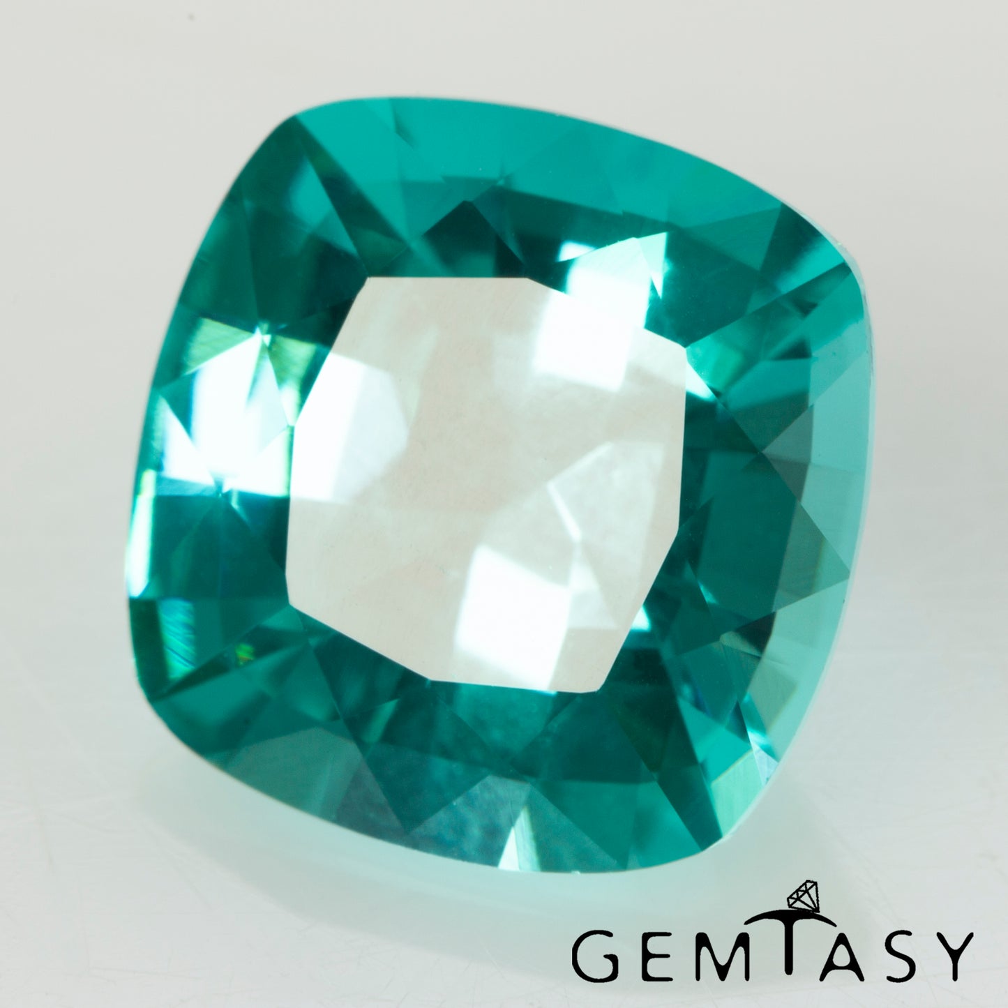 Piedra tallada - Paraíba YAG Czochralski (Extraído) cultivado en laboratorio, facetado Cojín 10x10mm 6,00-7,12 ct