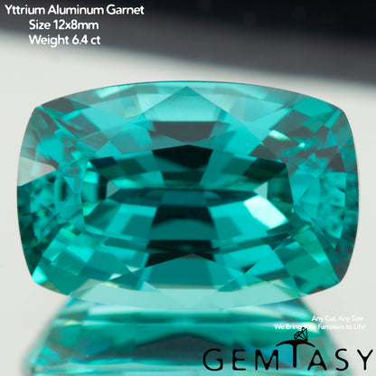 Pierre taillée - Paraiba YAG Czochralski (Tiré) cultivé en laboratoire, facette Coussin 12x8mm 6,11-6,93 ct