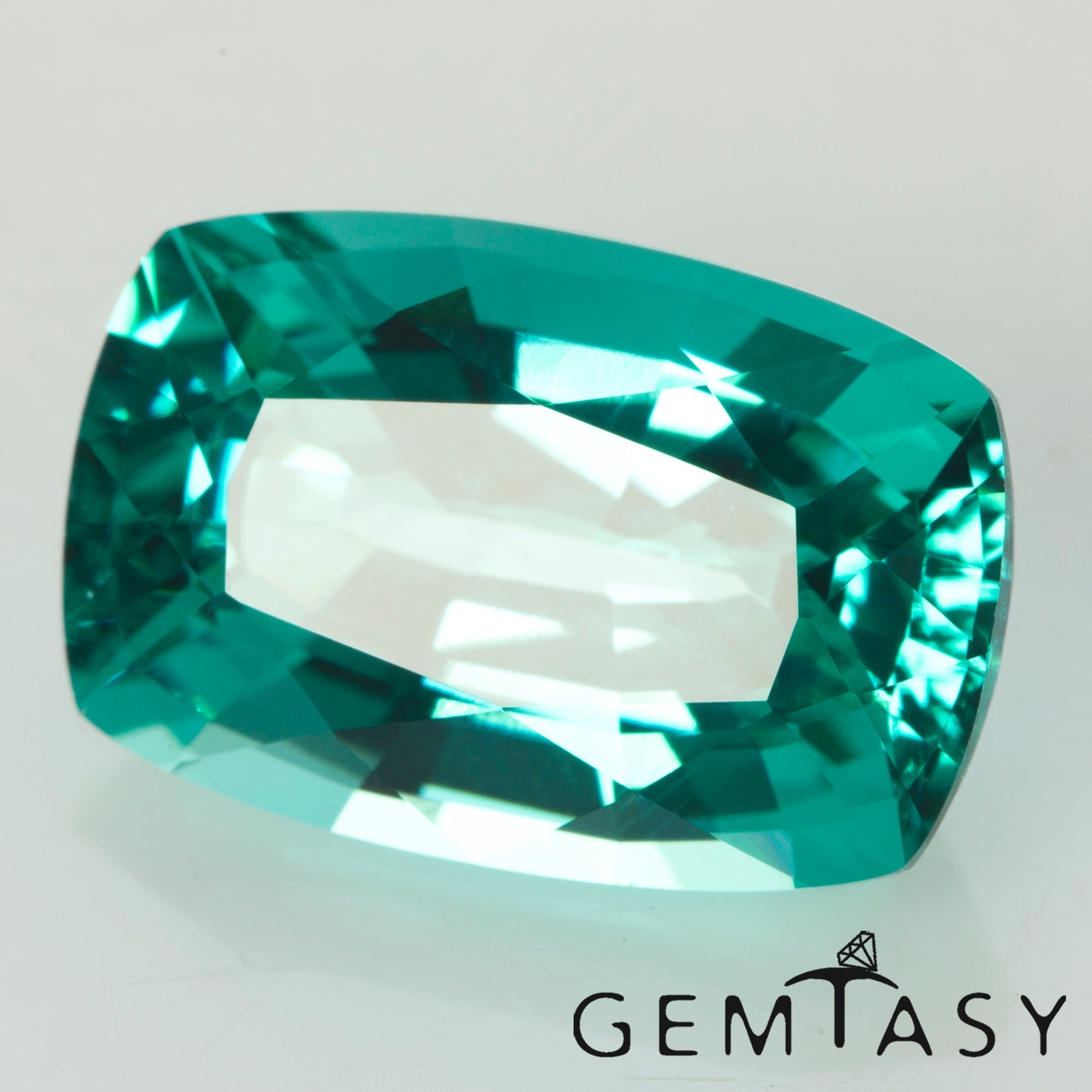 Pierre taillée - Paraiba YAG Czochralski (Tiré) cultivé en laboratoire, facette Coussin 12x8mm 6,11-6,93 ct