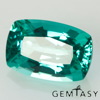 Pierre taillée - Paraiba YAG Czochralski (Tiré) cultivé en laboratoire, facette Coussin 12x8mm 6,11-6,93 ct