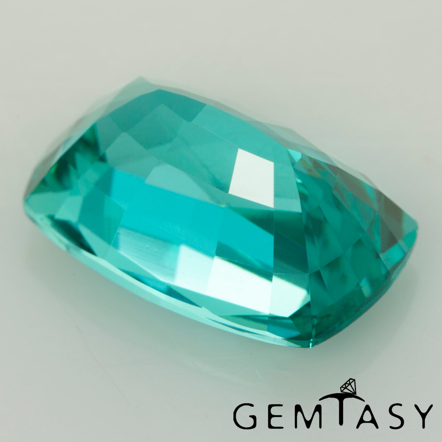 Pierre taillée - Paraiba YAG Czochralski (Tiré) cultivé en laboratoire, facette Coussin 12x8mm 6,11-6,93 ct