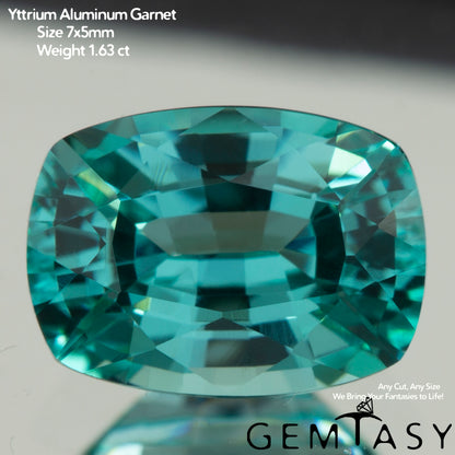 Pierre taillée - Paraiba YAG Czochralski (Tiré) cultivé en laboratoire, facette Coussin 7x5mm 1,51-1,84 ct
