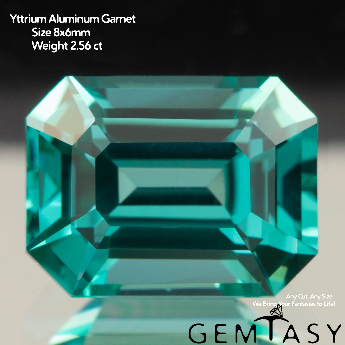 Pierre taillée - Paraiba YAG Czochralski (Tiré) cultivé en laboratoire, facette Octogone 8x6mm 2,41-2,64 ct