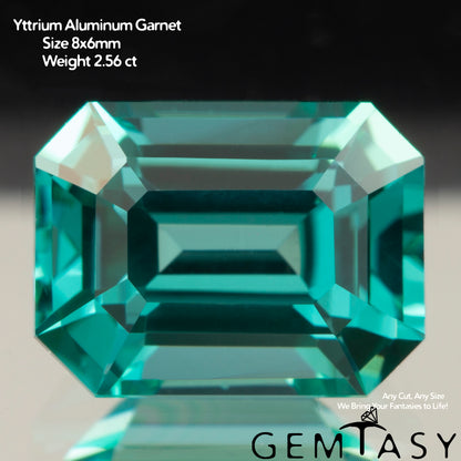 Pierre taillée - Paraiba YAG Czochralski (Tiré) cultivé en laboratoire, facette Octogone 8x6mm 2,41-2,64 ct