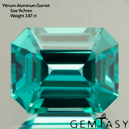Cut stone - Paraiba YAG Czochralski (Pulled) lab grown, facet Octagon 9x7mm 3.82-4.09 ct