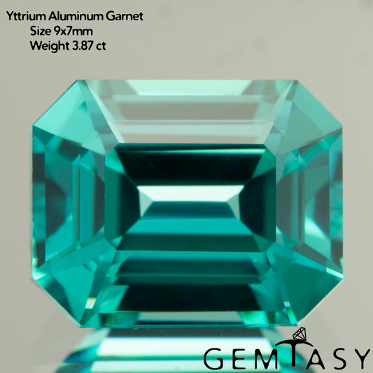 Cut stone - Paraiba YAG Czochralski (Pulled) lab grown, facet Octagon 9x7mm 3.82-4.09 ct