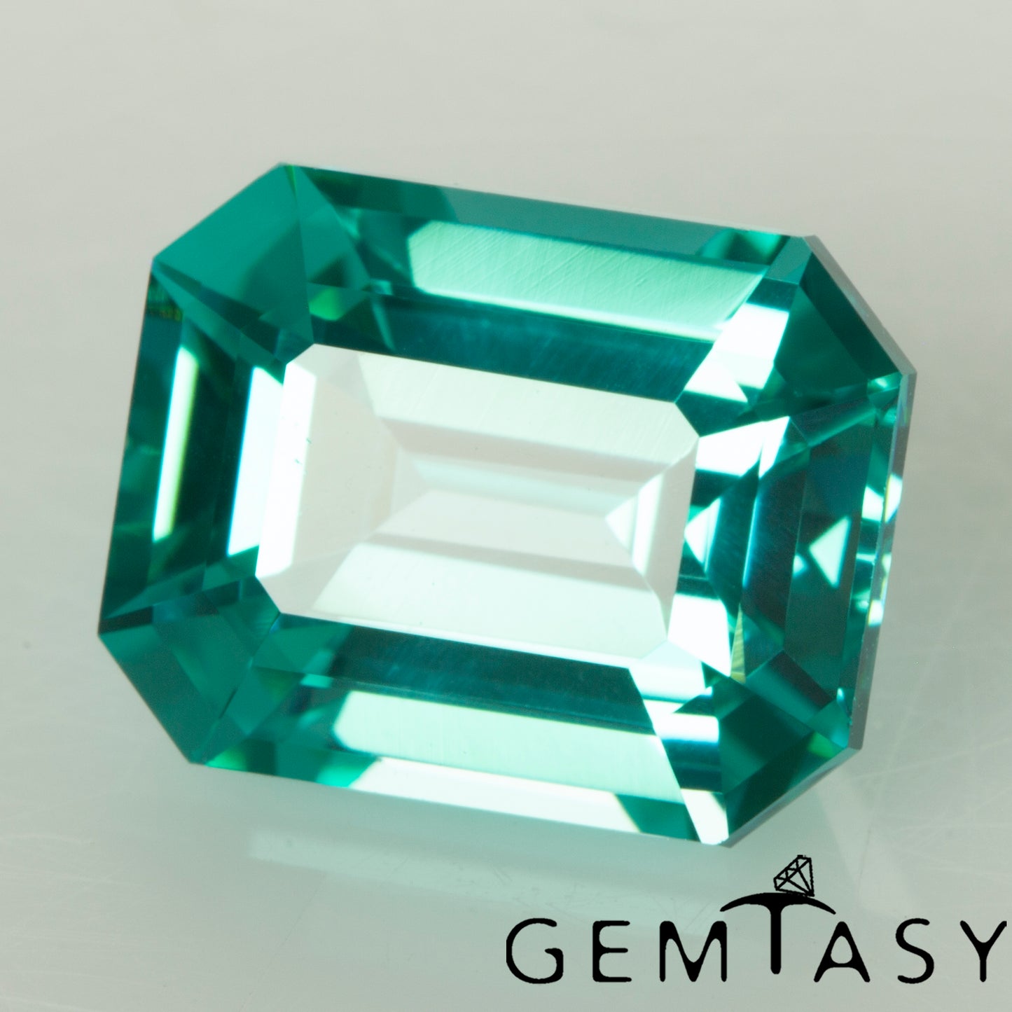 Cut stone - Paraiba YAG Czochralski (Pulled) lab grown, facet Octagon 9x7mm 3.82-4.09 ct