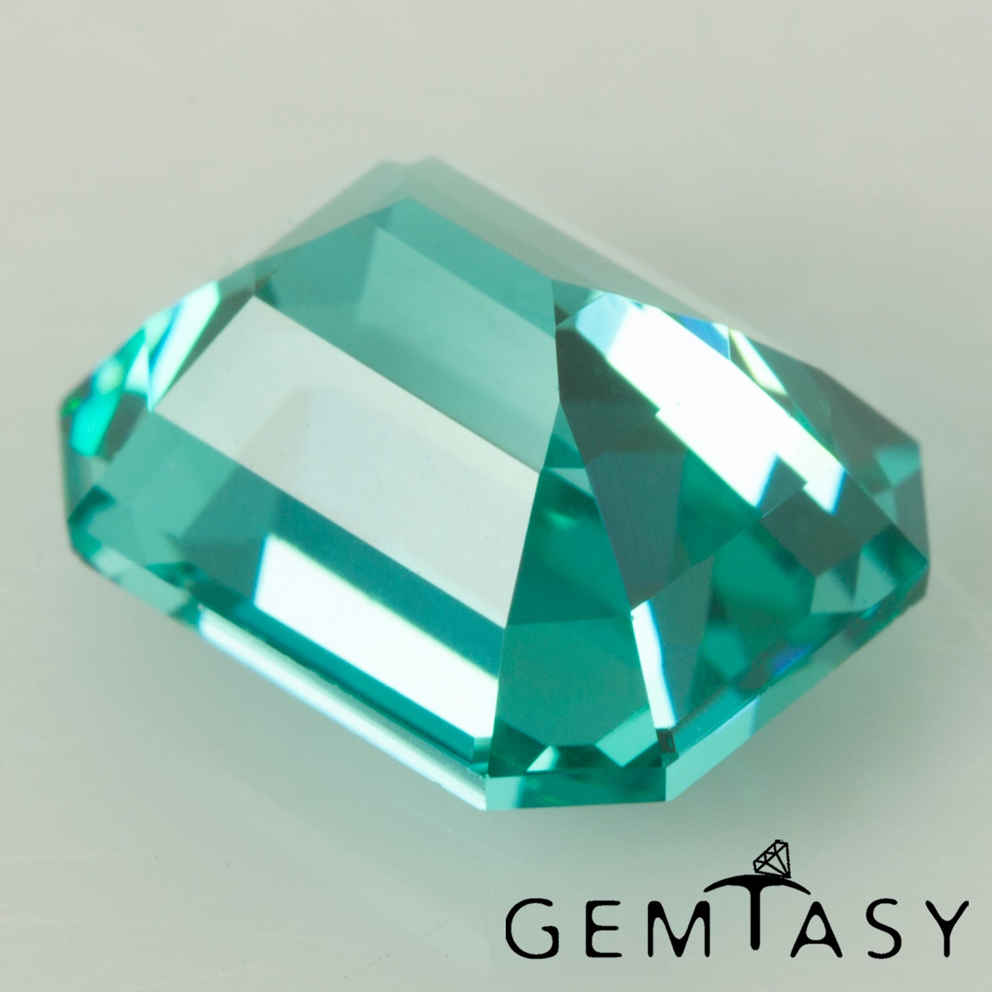 Cut stone - Paraiba YAG Czochralski (Pulled) lab grown, facet Octagon 9x7mm 3.82-4.09 ct
