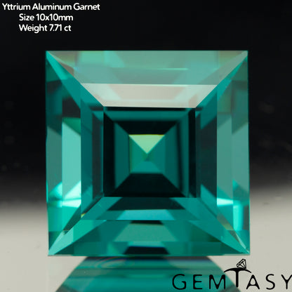 Pierre taillée - Paraiba YAG Czochralski (Tiré) cultivé en laboratoire, facette Carrée 10x10mm 7,41-7,85 ct