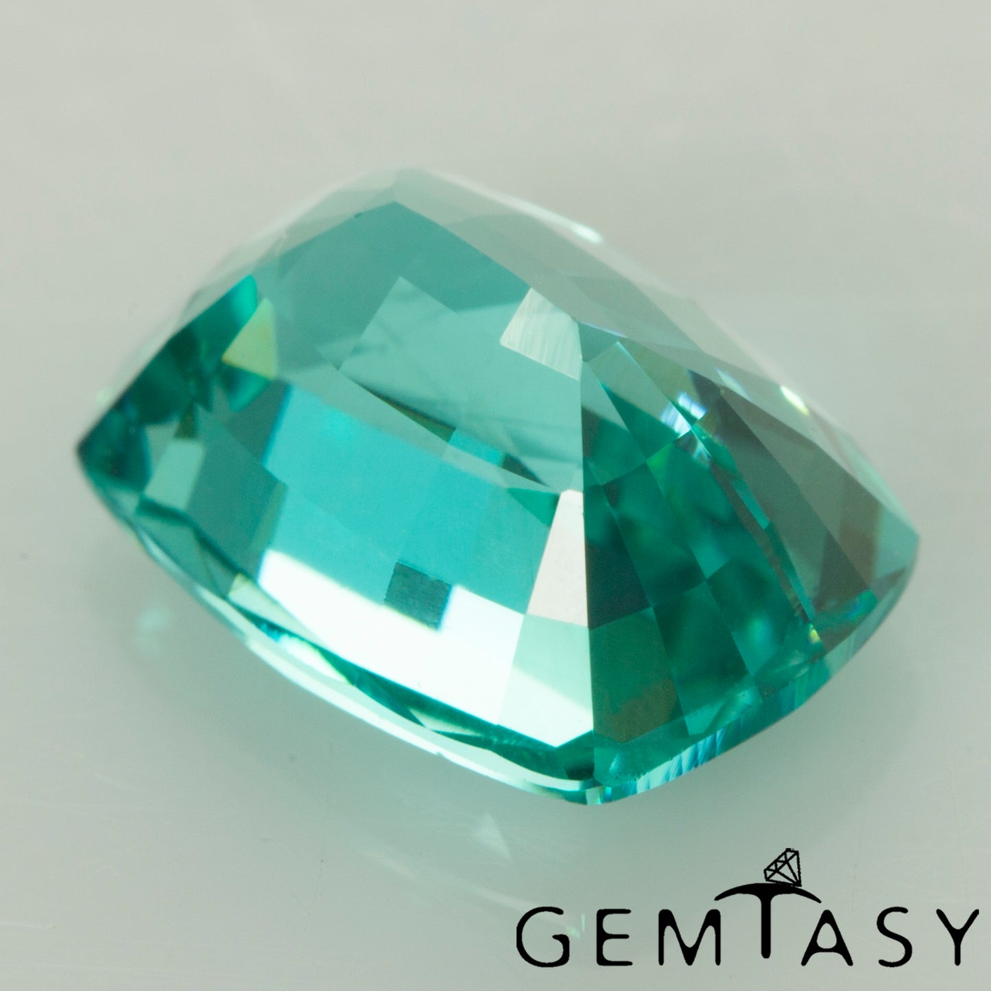 Cut stone - Paraiba YAG Czochralski (Pulled) lab grown, facet Cushion 9x7mm 3.34-3.65 ct