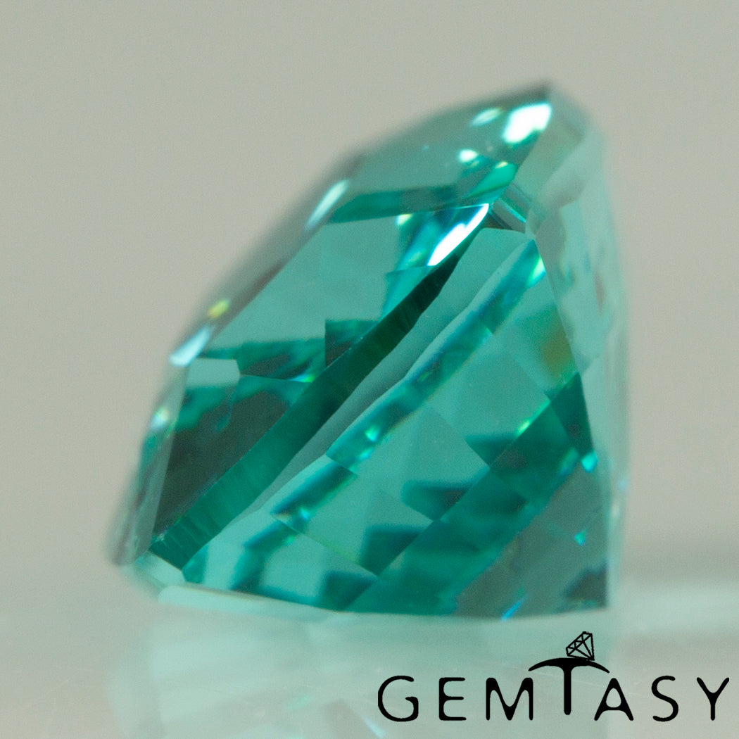 Cut stone - Paraiba YAG Czochralski (Pulled) lab grown, facet Cushion 9x7mm 3.34-3.65 ct
